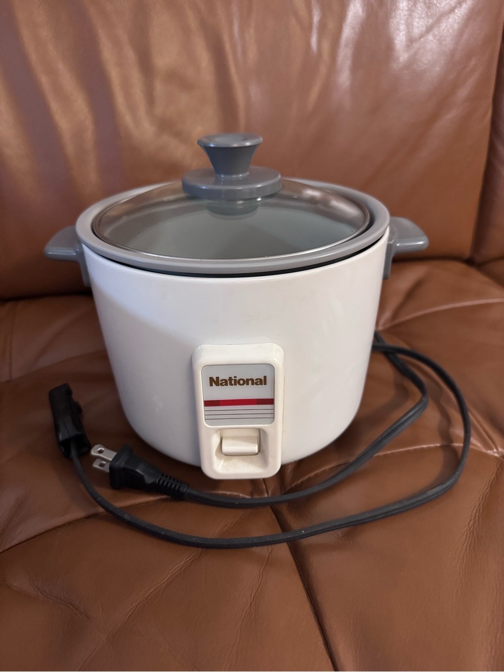 Vintage National Electric Rice Cooker Small White One Touch Glass Lid Tested